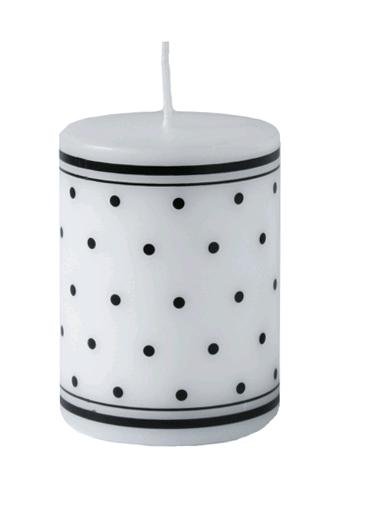 Svíčka retro bílá 60/80mm, puntíky černé | Svíčky, svícny a lampové oleje